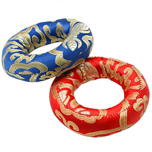 JETEHO 2 PCS Brocade Ring Cushion Pillow for Tibetan Hand Made Singing Bowl