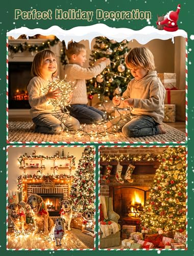 Hopolon Clear Christmas Lights Set 2 PACK 50 Count Green Wire Mini Lights | Total 26 FT 100 Count Incandescent String Light for Indoor Outdoor Christmas Tree Garland Birthday Wedding Decor, Warm White - image 2