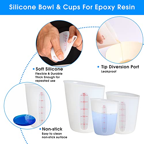 Zuyee Silicone Measuring Cups Flexible Measure Cups For Epoxy Resin Butter, Chocolate Mixing Plaster Stir Squeeze Pour Baking Cup Bpa Free 500 Ml + 250 Ml (2 Pcs) #TOP4