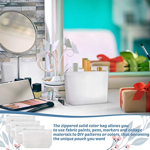 Weewooday 12 Pieces Sublimation Zipper Pouch Blank DIY Canvas Makeup Bags for Women Plain Cosmetic Pouch with Zipper for Travel Wedding Teacher Women Toiletry Makeup Cosmetic Stationery(White)4