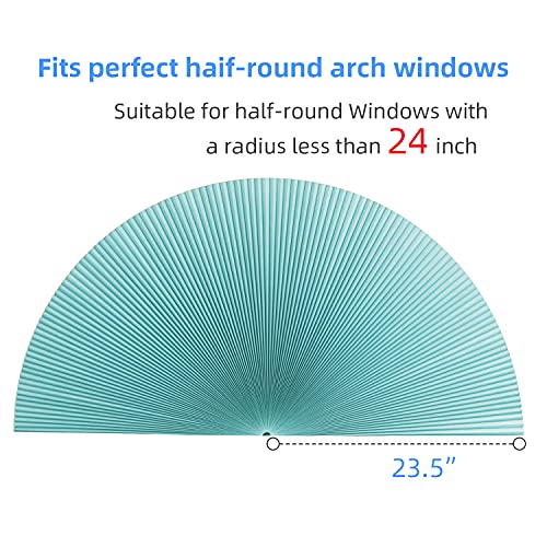 Jdall Half Circle Cellular Honeycomb Pleated Blinds For Half Circle Arch Window Half Round Window, Blackout Fabric Arch Shade, Quick Fix And Easy To Install (Radius:24”, 2Pcs, Blue) #TOP1