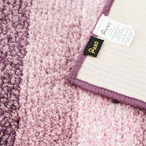 Image of Pano Textured Striped Runner Rug 45x130 cm | Anti-Skid, Super Soft & Ultra Absorbent Floor Runner | Quick Dry & Washable Runner for Bathroom, Kitchen, Bedroom & Living Room, Purple