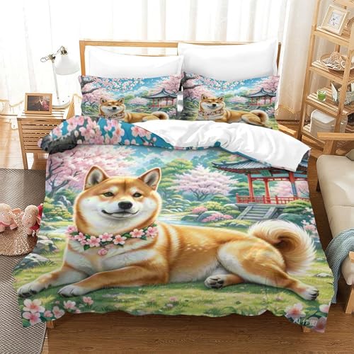 Housse de couette Shiba Inu en microfibre douce et fermeture éclair cachée - 3