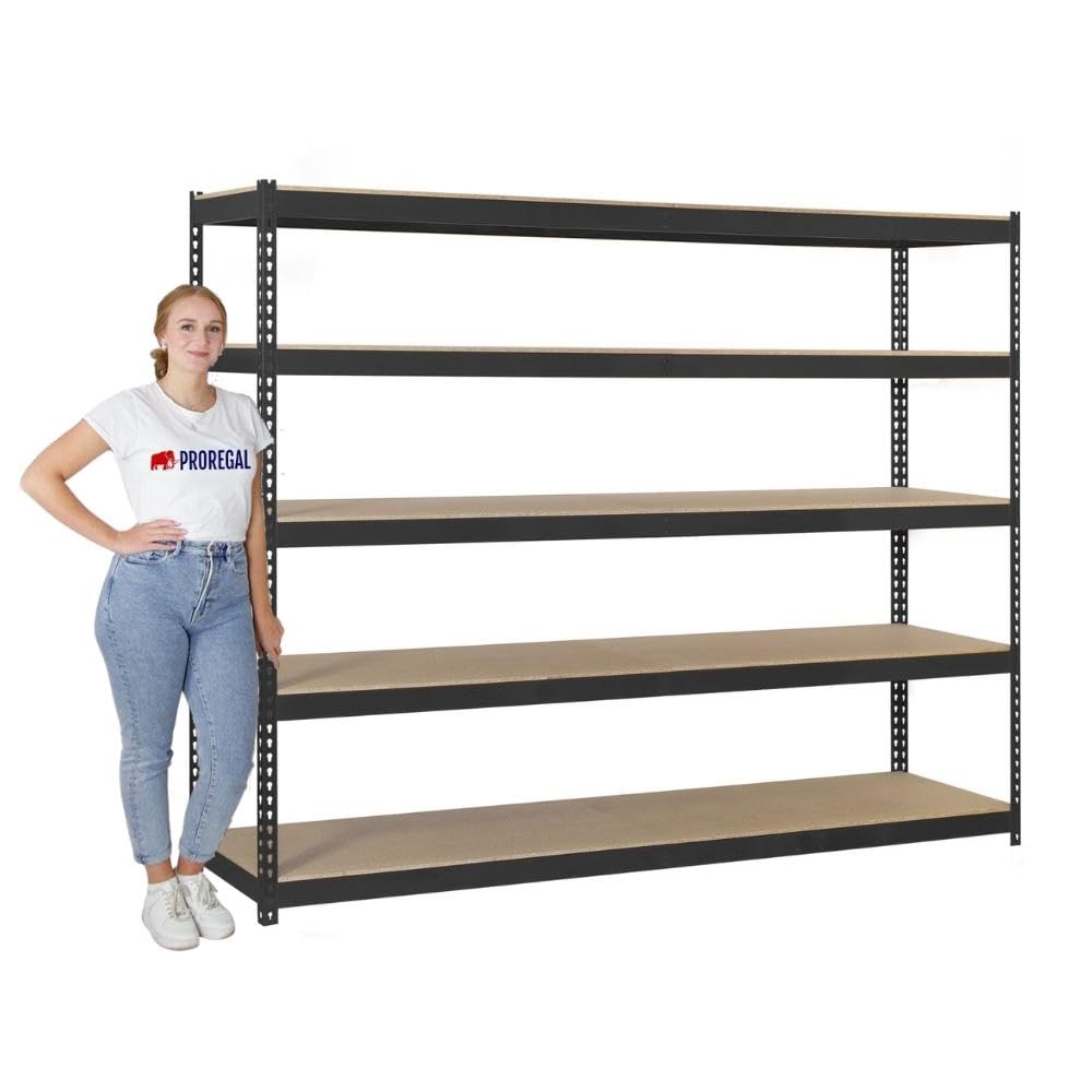 PROREGAL Schwerlastregal Wood YETI Five | HxBxT 200x150x60cm | Fachlast 400kg | Anthrazit | Regal Standregal Werkstattregal Lagerregal Kellerregal