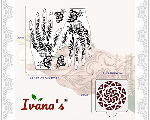 Ivana's Set of 20 Pcs Combo Pack, Reusable Mehandi Hand Henna Tattoo Stencil for Women, Girls and Kids Easy to Use in Just 4 Steps, D-2017 - Image 5