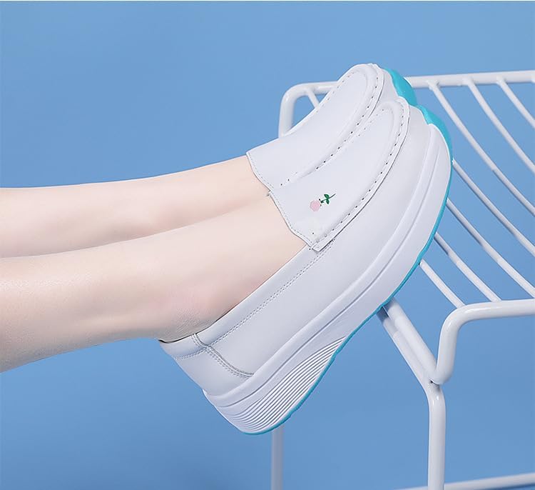 CROSSBABY Women's Slip on Lightweight Nursing Shoes Slip Resistant Comfortable Medical Work Shoes，Resistant Breathable Restaurant Food Service Leather Loafers - Image 6