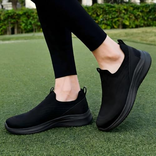 Image of TIOSEBON Women's Walking Tennis Shoes Knit Comfortable Slip on Breathable Mesh Lightweight Sneaker