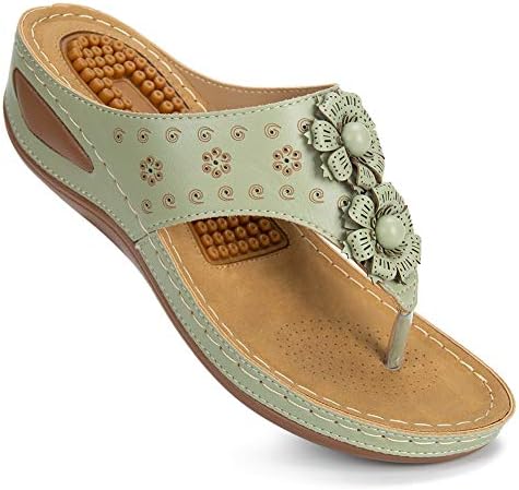 Ecetana Women's Sandals Comfortable Flip Flops for Women with Arch Support Summer Casual Wedge Sandals Shoes Casual
