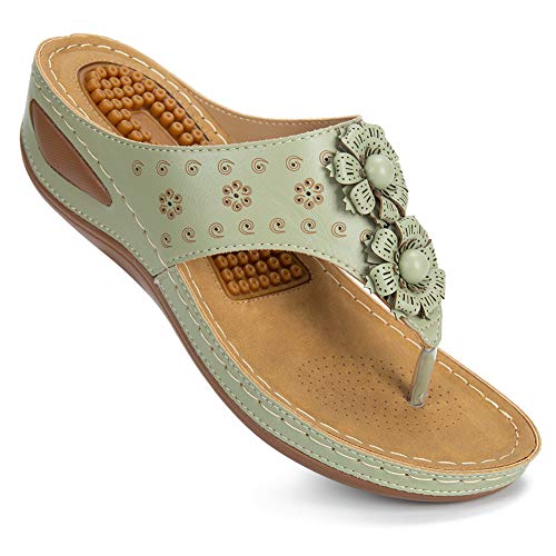 Ecetana Women's Sandals Comfortable Flip Flops For Women With Arch Support Summer Casual Wedge Sandals Shoes Casual #TOP7