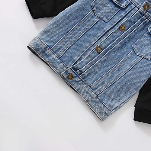 Toddler Boys Girls Windproof Denim Hooded Coat Jacket Kids Warm Outerwear Jacket Girls Raincoats Size 7 to 82