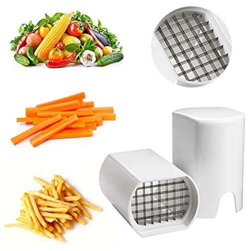 French Fry Cutter Stainless Steel French Fries Cutter, Potato Cutter for French Fries Perfect Potato Slicer French Fries, Durable One Step French Fry Maker Vegetable Chopper (white)