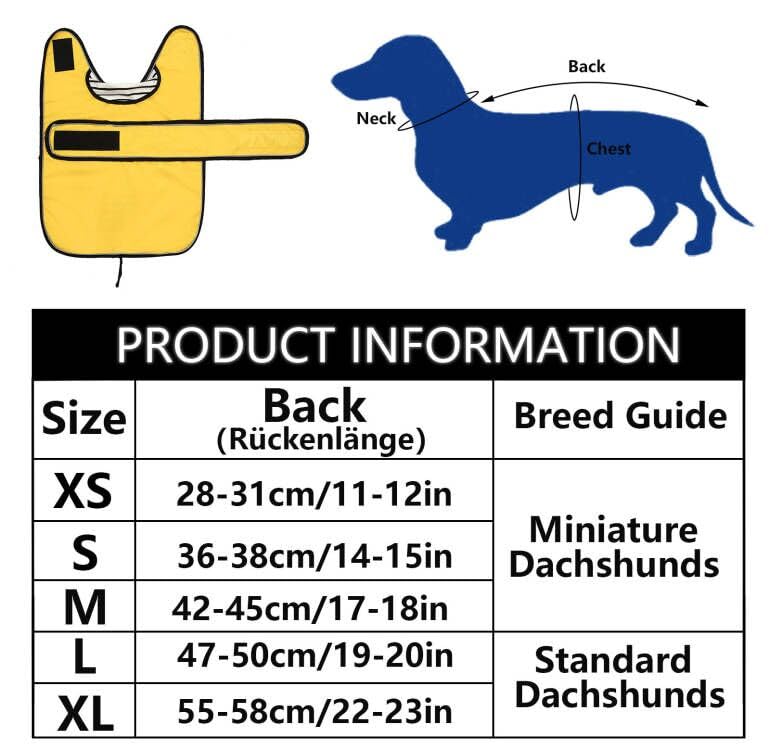 Geyecete Hunde Regenmantel,Einstellbar Wasserdicht Hundejacke für Dackel,Regenmantel mit reflektierenden Trägern,Regenjacken mit Gürtel mit Klettverschluss für Miniaturdackel-Gelb-XS