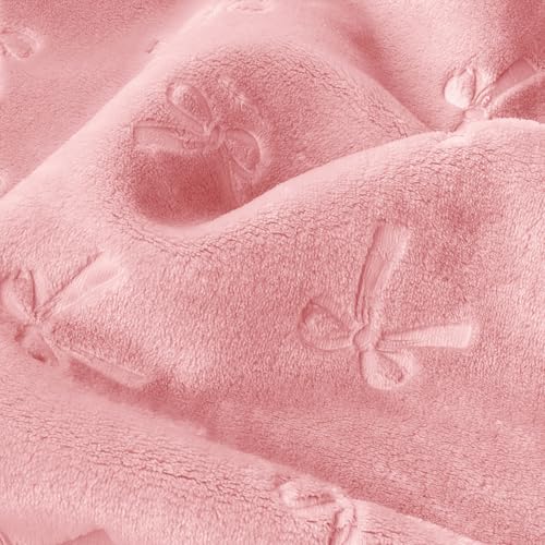 Image of BORITAR Baby Blanket with Bow Design, Super Soft Fleece Toddler Blankets for Girls Boys, Warm Lightweight Breathable Newborn Receiving Blankets for Crib Stroller(30x40 Inch, Blush Pink)