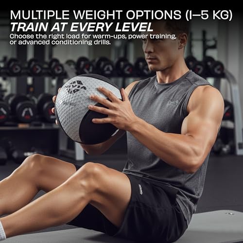 Image of Nivia Pro Medicine Ball for Strength Training, Core Workouts, Endurance Training, Non-Slip Surface, Weight Ball for Crossfit (Grey, 1 KG)