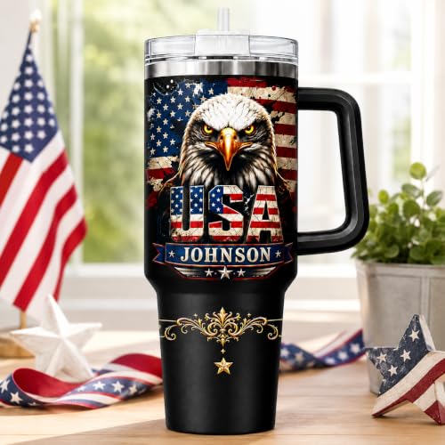 Image of Personalized 250th Anniversary Of America Tumbler - Custom Patriotic USA Flag 1776-2026 Gifts - US Eagle Freedom Tumbler 40oz A21 - American Flag Independence Celebration Gifts For Men, Women