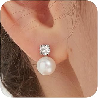 CHESKY Christmas Gifts Pearl Earrings for Women, Dainty 14K Gold Plated/Silver Plated Drop Quality Handpicked AAA+ Freshwater Cultured Round Pearls Dangle Earrings Wedding Jewelry for Women Gifts