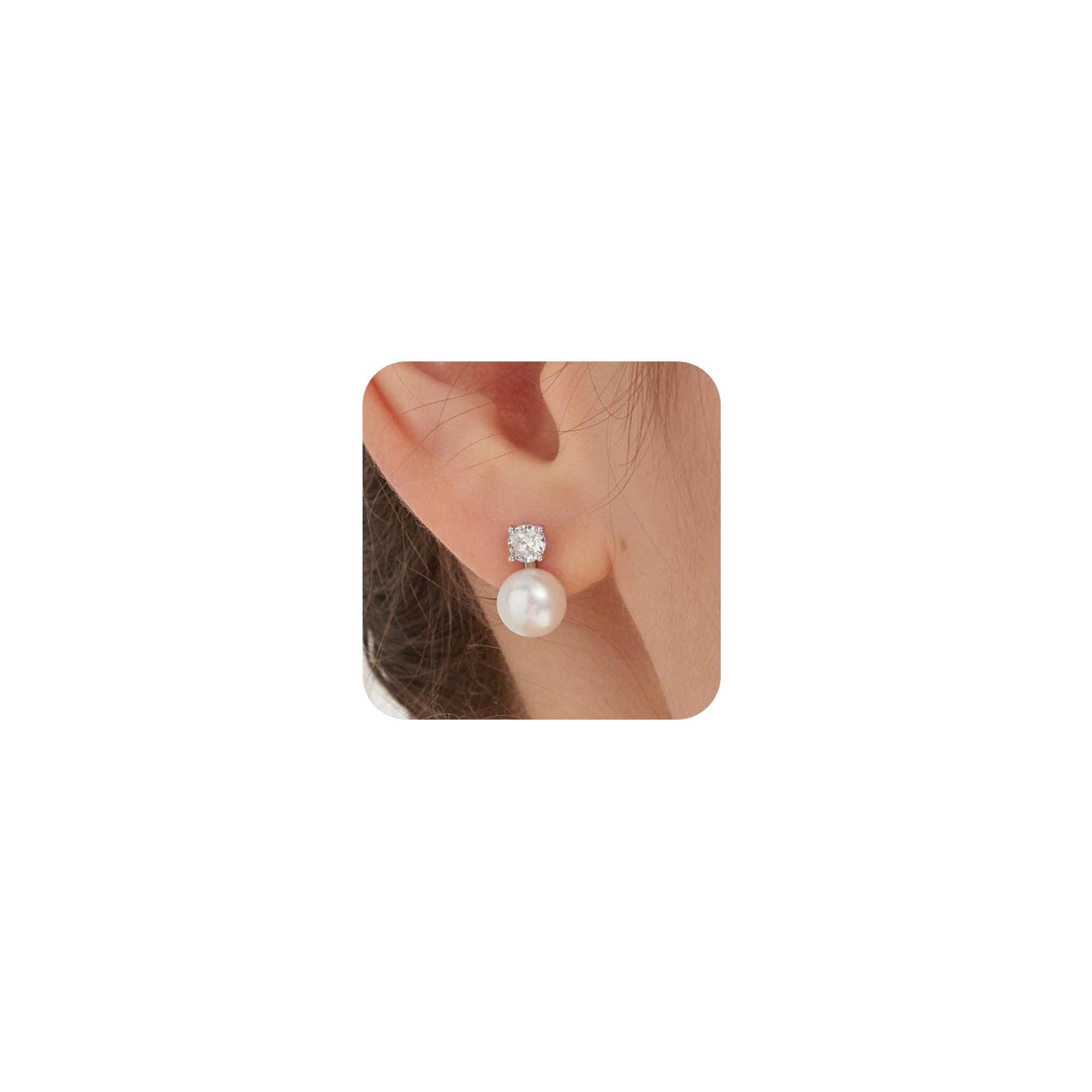 CHESKY Pearl Earrings for Women, Dainty 14K Gold Plated/925 Sterling Silver Drop Quality Handpicked AAA+ Freshwater Cultured Round Pearls Dangle Earrings Wedding Jewelry for Women Gifts