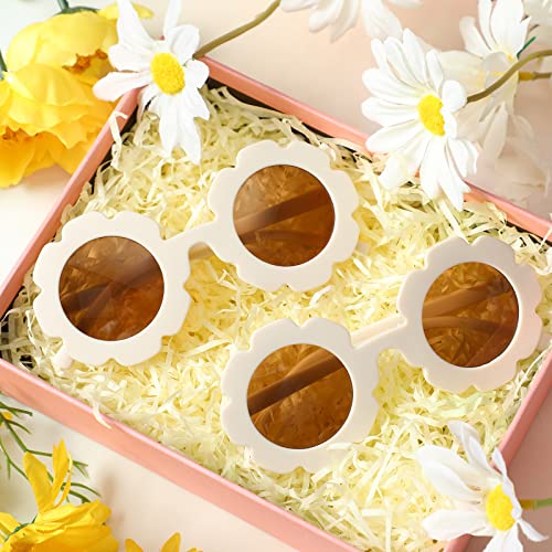 Landhoow 2 Pcs Flower Girl Sunglasses Kids Round Sunglasses Flower Girl Proposal Gift Cute Glasses for Outdoor Beach Party2