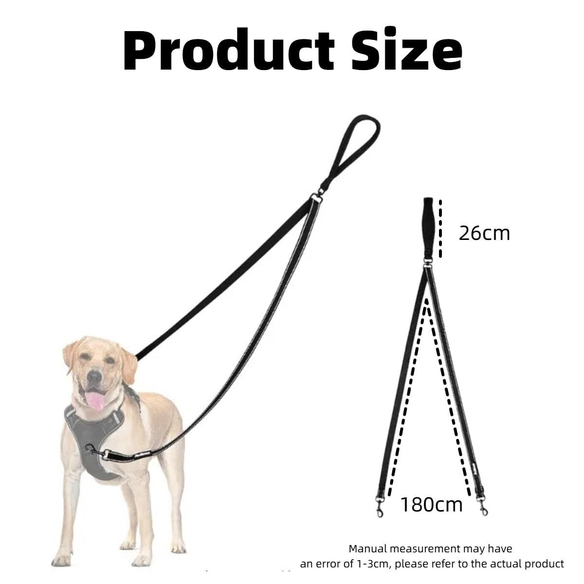 Two Point Control Dog Leash,Double Dog Lead for Walking,No Tangle Training Leashes,Works with No Pull Harnesses,Easy to Converts to Single Lead for Medium Large Dogs - Image 2