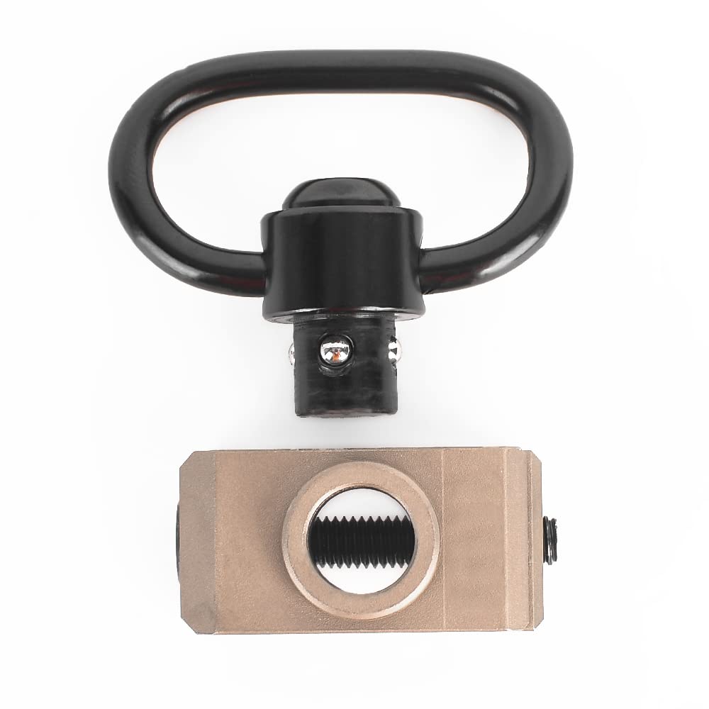 Adattatore di montaggio girevole per imbracatura Airsoft QD, accessori per la caccia con anello girevole con fibbia tattica con bottone per guida Picatinny da 20 mm (DE)