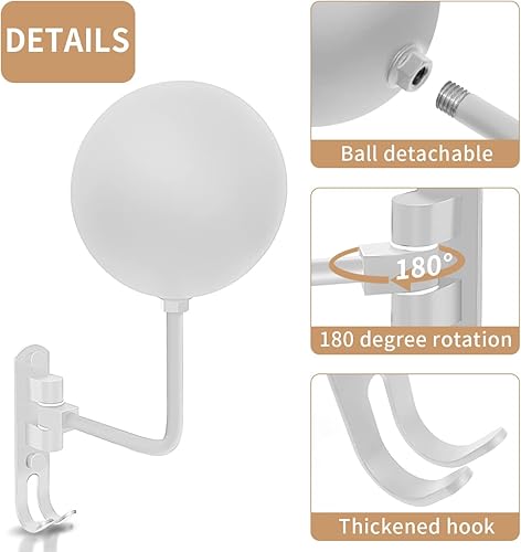 Miniatura 10 de Soporte para casco de motocicleta, soporte de pared, rotación de 180 con 2 ganchos para abrigos, gorras, accesorios de motocicleta (negro, 1 unidad)