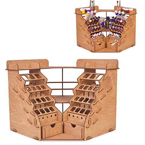 PLYDOLEX Estante de pintura para pinturas de tubo con 30 agujeros,Práctico organizador de pintura con soporte para otras herramientas de arte,Estante de pintura hecho de madera contrachapada natural Cover