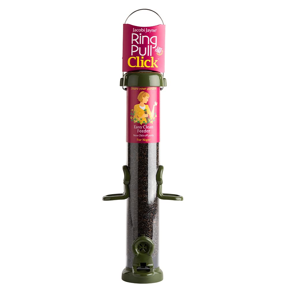 Jacobi Jayne Ring-Pull Click Medium Niger Seed Feeder, green Bird