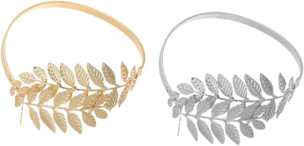 Didiseaon 2Pcs Metal Leaf Armband for Women Punk Style Exaggerate Armlet and Unique Fashion Accessory for Arm Decor