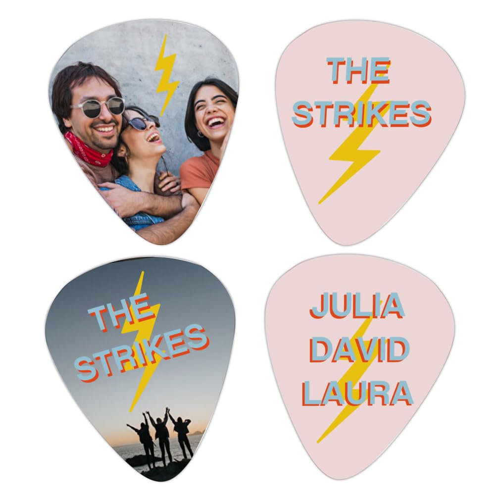 Wanapix | Pack 4 Plektren bedrucken | Personalisierte Gitarrenplektren mit Namen oder Logo | Originelles Geschenk für Gitarristen | Jedes Plektrum ist einzeln personalisierbar | 100% Personalisiert