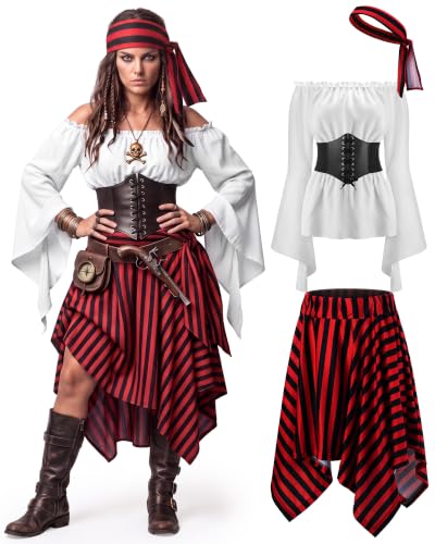 Shihanee Women Pirate Costume Outfits Renaissance Halloween S Size White