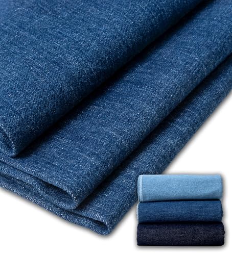 IPEA Tela Vaquera Azul 100% Algodón – 150 x 100 cm – Made in Italy - Tejido Denim ligero – Color Liso para Ropa, Costura, Cccesorios, Chaquetas, Batas – Gramaje 475 g/m2 – Azul Medio