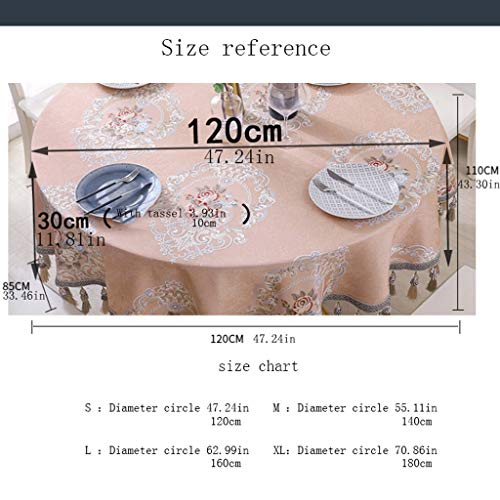 Nappe de table de cuisine ronde en chenille de luxe taille XL