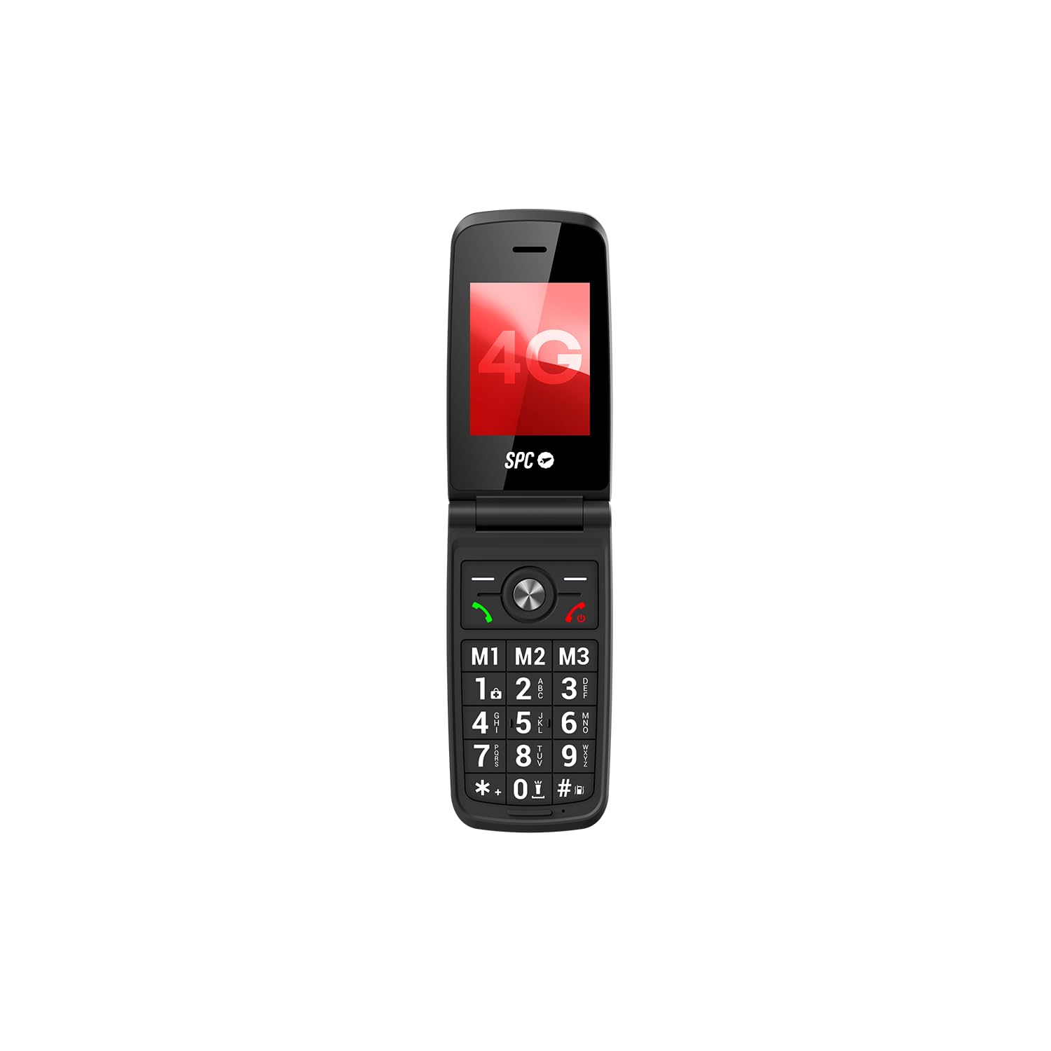 SPC Titan - Cellulare Flip per Anziani, Pulsanti e Tasti Grandi, Facile da Usare, Campanello e notifiche Intelligenti, configurazione remota, 2 collegamenti ai contatti, USB-C, Colore Nero