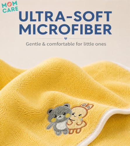 Image of MOM CARE Baby Kids Bath Towel 70x140 cm, Soft Microfiber, Quick Dry Yellow