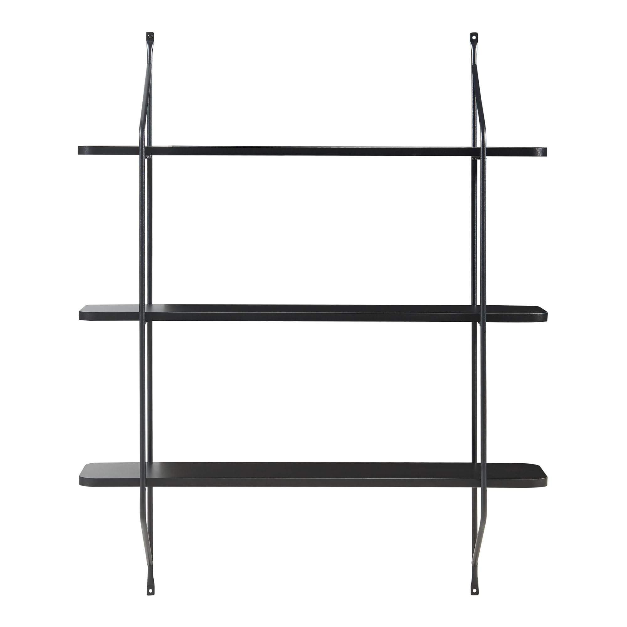 [en.casa] Scaffale da Parete a 3 Ripiani Scaffale Pensile Mensola da Muro Salvaspazio 100 x 80 x 21 cm per Soggiorno Cucina Bagno Ufficio - Nero