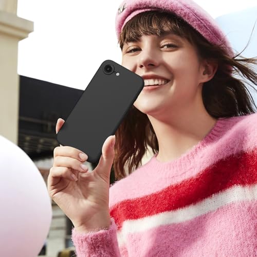 Silicone Case for iPhone 16e/iPhone 17e, Slim Liquid Silicone 3 Layers Full Covered Soft Gel Rubber Phone Case Protective Cover for iPhone 16e/iPhone 17e Cover(Black)