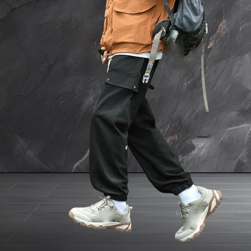 USTZFTBCL Uomo Primavera Estate Locker Seduto Cargo Jogger con polsini gamba larga, alla moda, sportivo casual