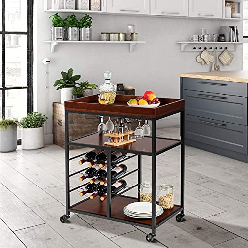 Ldailymocchawinebarservingcartforhomewoodkitchenstandwglassesholder9winebottlesracktrolleyrollingbarcartwithwheelskitchenislandcart  Urban Country Home Decor Ldaily moccha wine bar serving cart for home wood kitchen stand wglasses holder 9 wine bottles rack trolley rolling bar cart with wheels kitchen island cart  urban country home decor