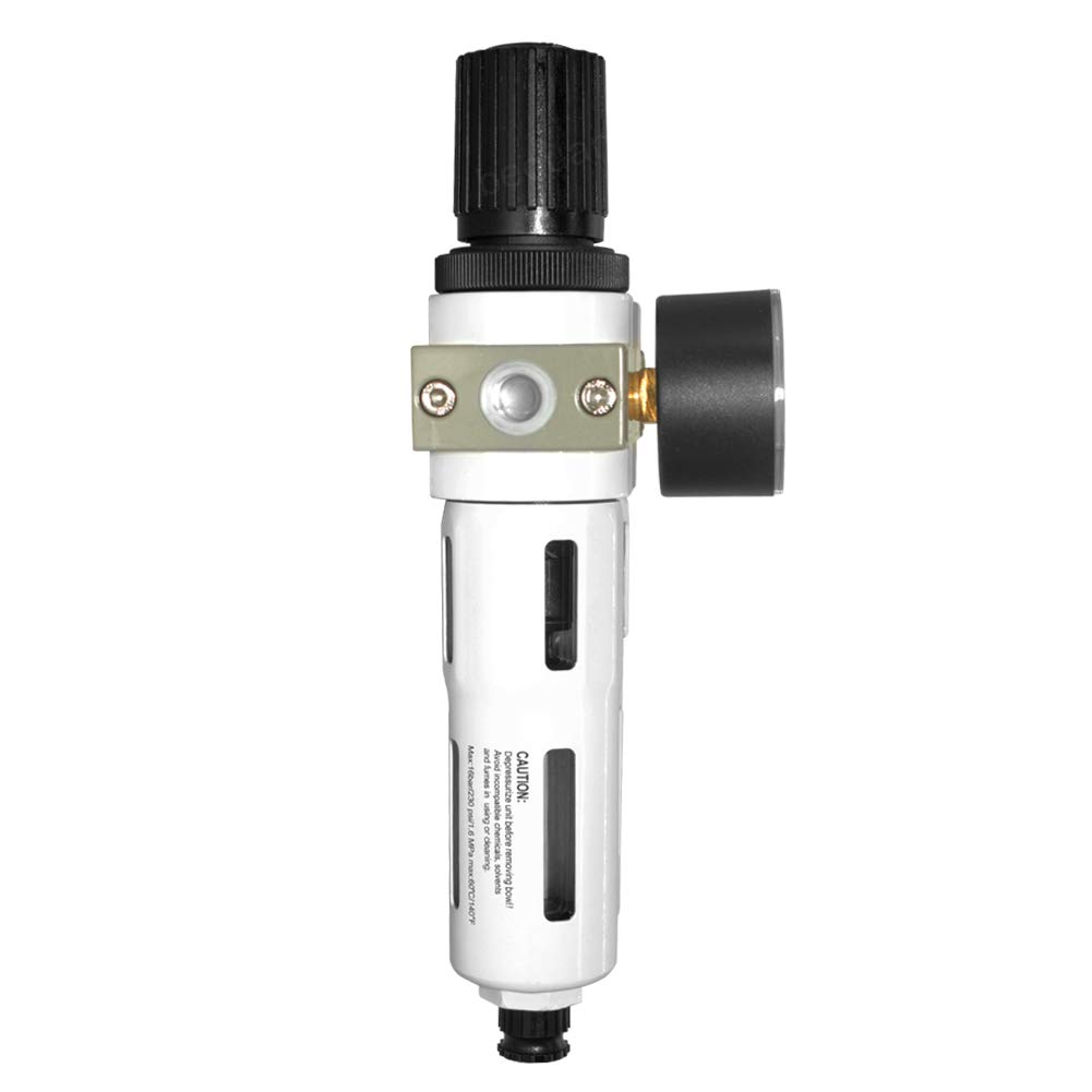 Beduan Filtro regulador de presión de aire comprimido de 1/2 pulgada NPT, separador de trampas de agua/aceite, filtro compresor de herramientas (MIDI)