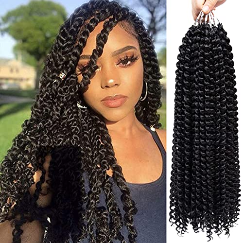 7 Pacs Passion Twist Hair 18 Inch Water Wave Passion Twist Braiding Hair Long Bohemian Braids for Passion Twist Crochet Hair Hot Water Setting Synthetic Natural Braid Hair (18 Inch, 1B#) â€¦ â€¦