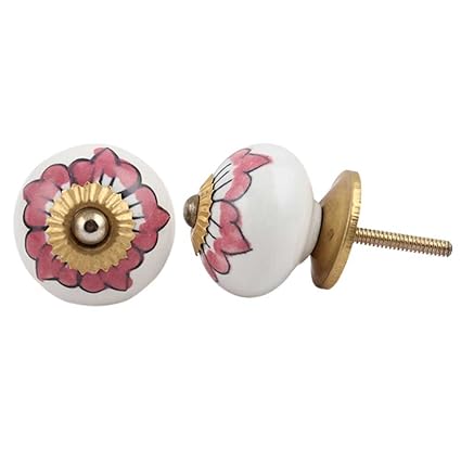 IndianShelf 8 Packs White Floral Ceramic Drawer Knobs for Kitchen Cabinet Hardware Door Pulls Decorative Dresser Luxury Room D cor