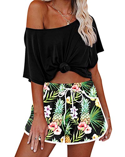 Image of For G and PL Women Summer Floral Beach Boardshorts with Pockets Swim Trunks