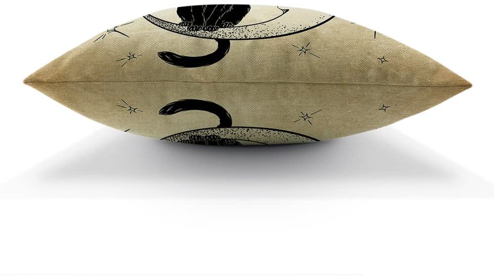 Federa per cuscino con gatto nero che si siede sulla luna faccia stella federa per cuscino per uomo donna decorativa per casa divano Ch 45 cm x 45 cm