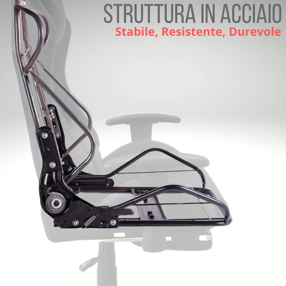 X-Bull - Sedia Gaming Ergonomica XL, Poltrona Gamer Ideale per Lavorare al PC, Sedia da Ufficio con Supporto Lombare, Reclinabile e Completamente Regolabile, Gaming Chair con Poggiapiedi in Tessuto