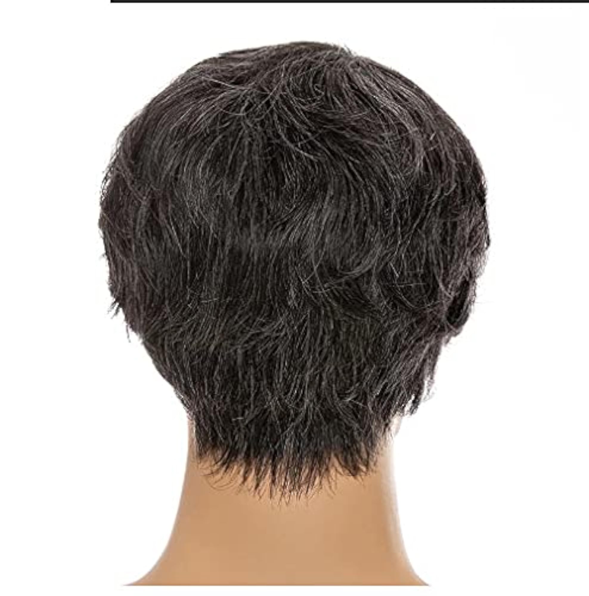 Men Wig Natural Synthetic Hairs Old Age, 2 Wig Caps