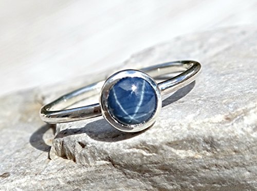 star sapphire engagement ring, delicate sapphire ring silver, silver ring blue sapphire, unique wedding ring sapphire, fine star sapphire ring, September birthstone ring, sapphire anniversary gift