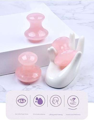 Miniatura 7 de 2 piedras de masaje en forma de hongo, piedra de jade natural, roca caliente para masaje de spa (2-P & B, rosa y azul)