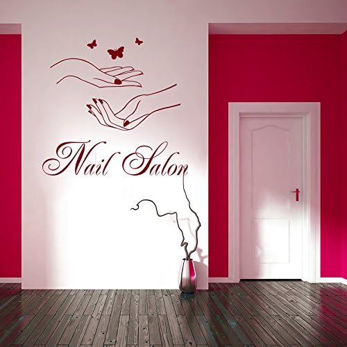 Wall Decals Nail Salon Sign Manicure Hands Butterflies Beauty Salon Nail Art Vinyl Decal Sticker Home Decor Hairdresser Hairstyle Interior Barbers Design for Nail Salons M216