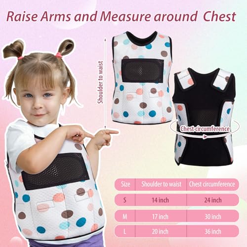 Image of Janmercy Weighted Vest for Kids Ages 2 to 9 Adjustable Neoprene Compression Vest Removable Weights Breathable Comfort Toddler(Colorful Polka Dots,Small,Beige)