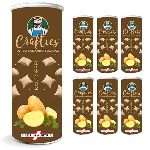 Crafties Chips kalorienarme Kartoffelchips fettfrei gebacken gesunde Snacks zum Abnehmen natürliche Zutaten - 12x 60g -KARTOFFEL